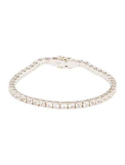 Pre-owned Mejuri 5.26ctw Synthetic Sapphire Tennis Bracelet, 6" In Multi