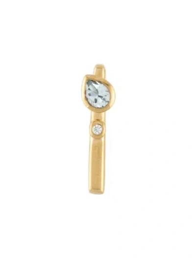 Pre-owned Mejuri Aquamarine & Synthetic Sapphire Puzzle Sliding Charm, 0.5" In Multicolor