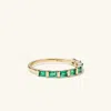 Mejuri Baguette Emerald Half Eternity Band In Green