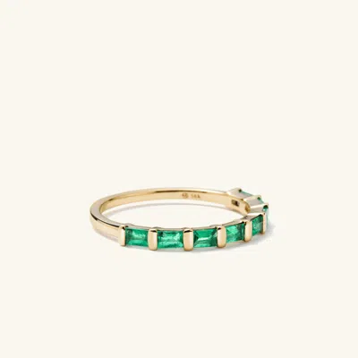 Mejuri Baguette Emerald Half Eternity Band In Green
