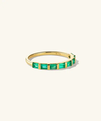 Mejuri Baguette Emerald Half Eternity Band In Green