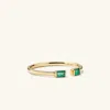 Mejuri Baguette Emerald Open Ring In Green