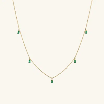 Mejuri Baguette Gemstone Station Necklace Emerald In Yellow