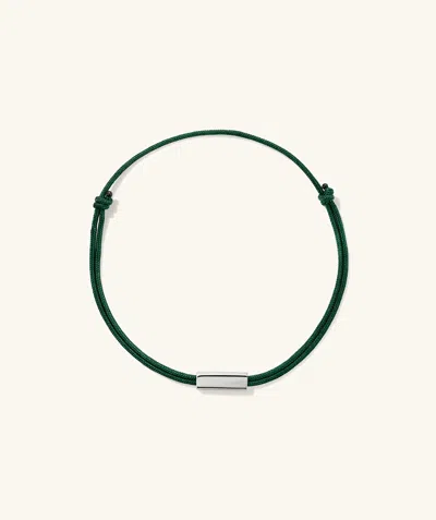 Mejuri Bar Cord Bracelet Green Silver In Metallic