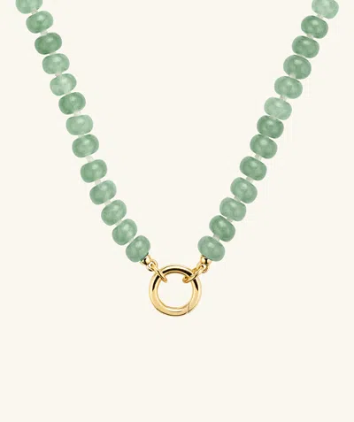 Mejuri Beaded Gemstone Charm Necklace Green Aventurine
