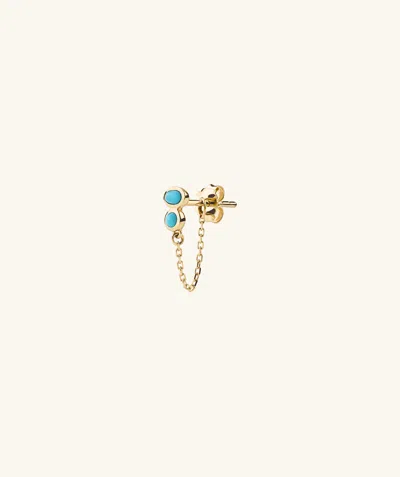 Mejuri Bezel Turquoise Chain Stud In Yellow