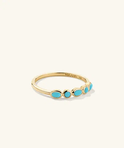 Mejuri Bezel Turquoise Half Eternity Ring In Gold