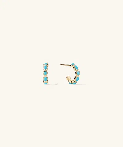 Mejuri Bezel Turquoise Huggies In Yellow