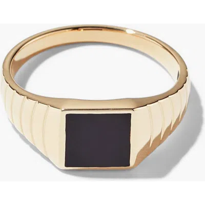 Mejuri Black Onyx Square Signet Ring In 14k Yellow Gold