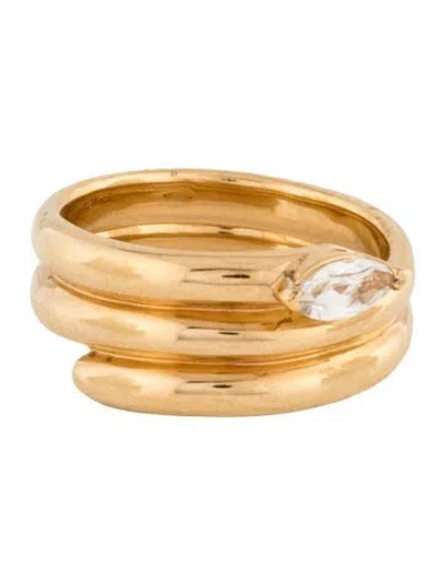 Pre-owned Mejuri Boa Topaz Gemstone Coil Ring In Multicolor