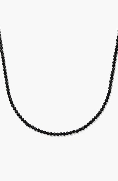 Mejuri Carmen Birthstone Beaded Necklace In Black Spinel