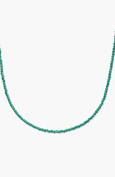 Mejuri Carmen Birthstone Beaded Necklace In Green Agate
