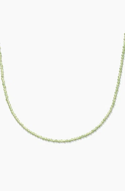 Mejuri Carmen Birthstone Beaded Necklace In Peridot