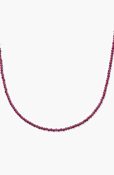 Mejuri Carmen Birthstone Beaded Necklace In Rhodolite