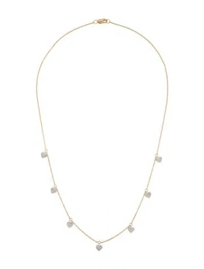 Pre-owned Mejuri Diamond Pave Heart Station Necklace, 17" In Multi