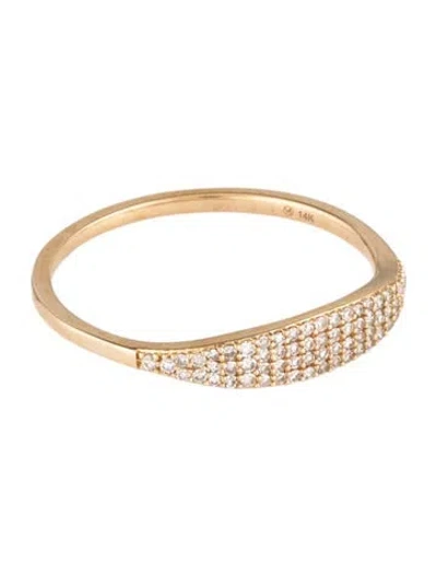 Pre-owned Mejuri Diamond Pave Slim Signet In Multicolor