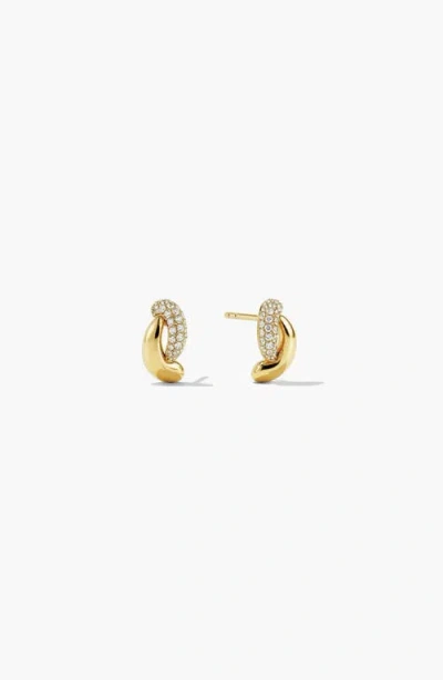 Mejuri Dôme Brioche Pavé Lab Grown Sapphire Huggie Hoop Earrings In Gold