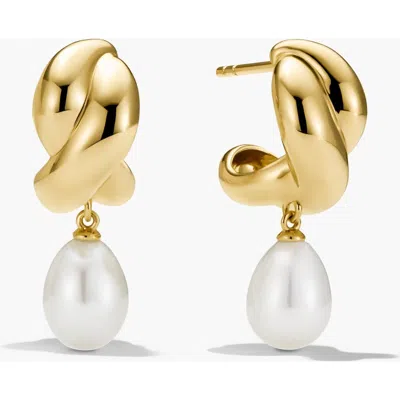 Mejuri Dôme Brioche Pearl Drop Earring In Gold