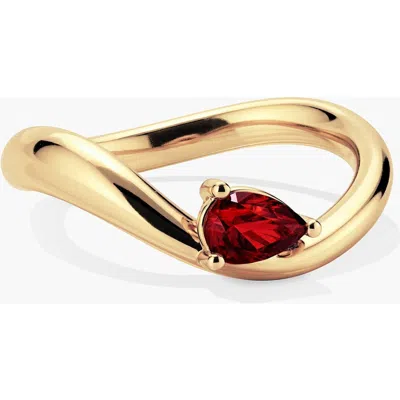 Mejuri Dôme Figure Balance Ring In Gold/garnet