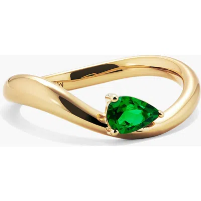 Mejuri Dôme Figure Balance Ring In Gold/lab Grown Emerald