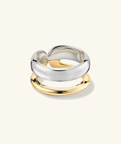 Mejuri Duet Mixed Ring In Metallic