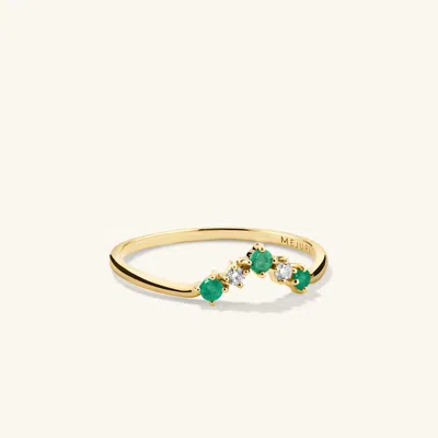 Mejuri Emerald And Diamond Wishbone Ring In Gold