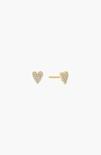 Mejuri Heart Pavé Diamond Stud Earrings In Gold