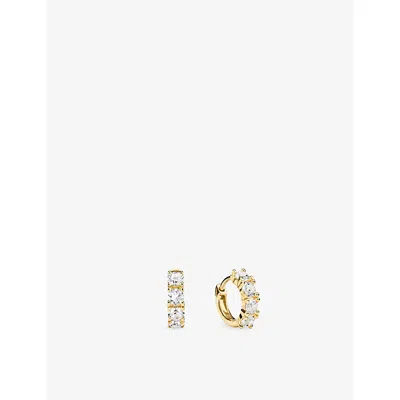 Mejuri Hoop 18ct Yellow Gold Vermeil And Lab-grown White Sapphire Huggie Earrings In Red