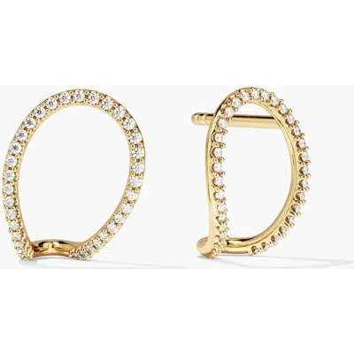 Mejuri Interconnected Loop Pavé Diamond Stud Earrings In Yellow Gold