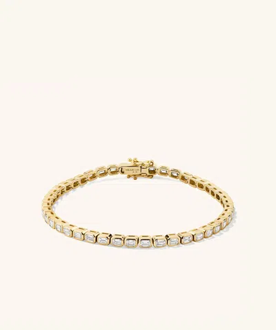 Mejuri Lab Grown Diamond Emerald Cut Bezel Tennis Bracelet In White