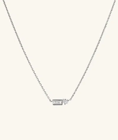 Mejuri Lab Grown Sapphire Baguette Round Necklace In White