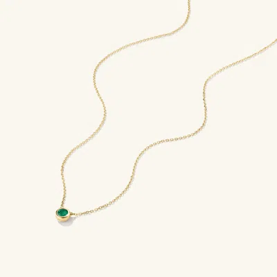Mejuri Large Gemstone Necklace Emerald In Yellow