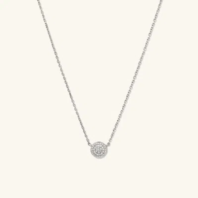 Mejuri Large Pave Diamond Round Necklace White Gold In Silver
