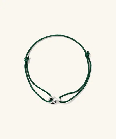 Mejuri Linked Cord Bracelet Green Silver In Metallic