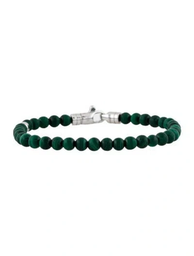 Pre-owned Mejuri Malachite Beaded Bracelet, 6" In Multi