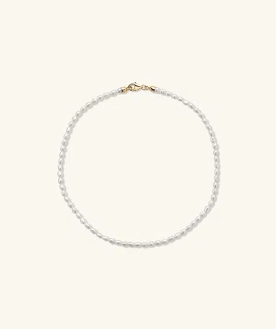 Mejuri Micro Pearl Anklet In Yellow