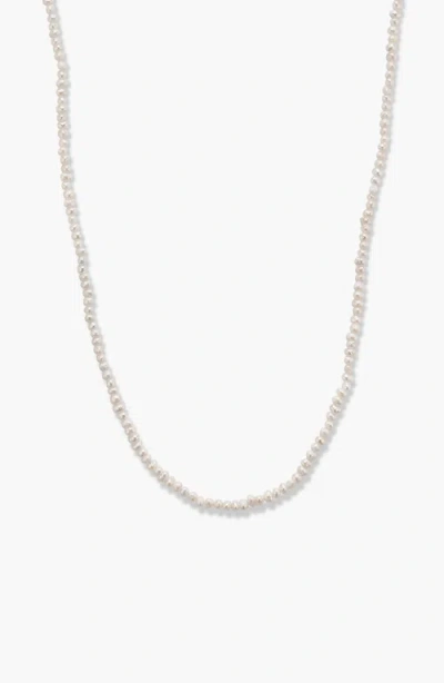 Mejuri Micro Pearl Necklace In Metallic