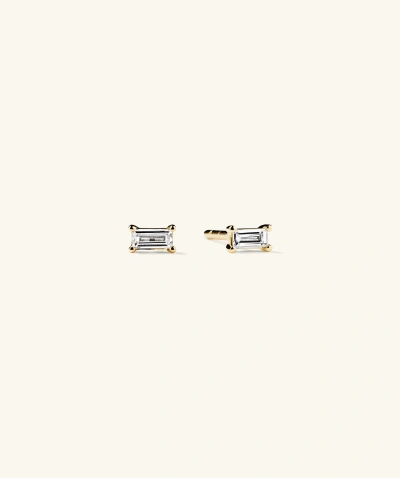 Mejuri Mini Baguette Diamond Studs In Yellow