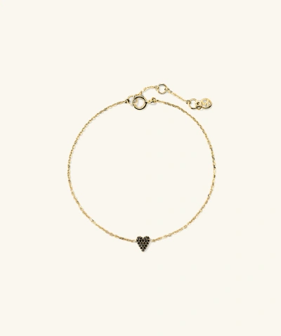 Mejuri Mini Heart Pave Diamond Bracelet Black Diamond In Yellow