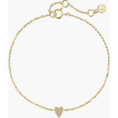 Mejuri Mini Heart Pavé Diamond Bracelet In Gold