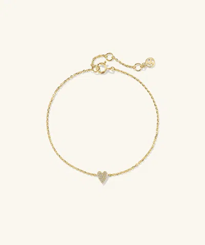 Mejuri Mini Heart Pavé Diamond Bracelet In Yellow