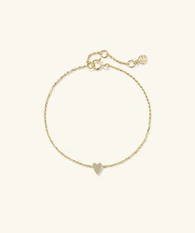 Mejuri Mini Heart Pavé Diamond Bracelet In Gold