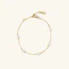 Mejuri Mini Pearl Satellite Bracelet In White