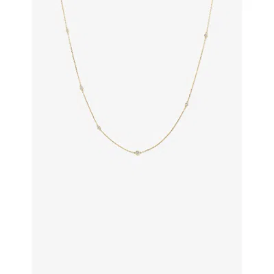 Mejuri Multi Station Round 14ct Yellow-gold And 0.123ct Diamond Necklac In Red