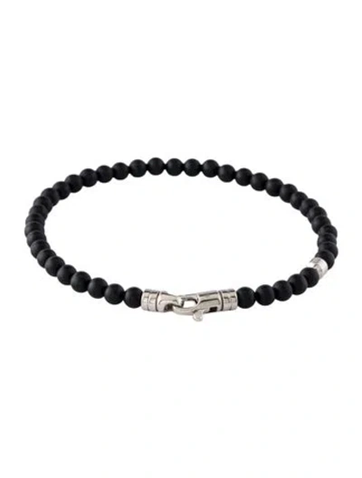 Pre-owned Mejuri Onyx Beaded Bracelet, 7" In Multicolor