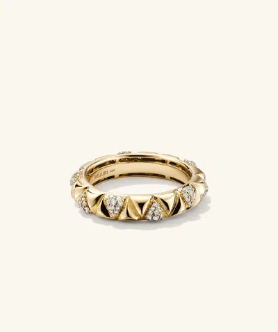 Mejuri Patra Pavé Diamond Ring In Yellow