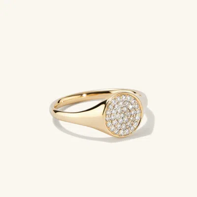 Mejuri Pavé Diamond Signet Pinky Ring In White