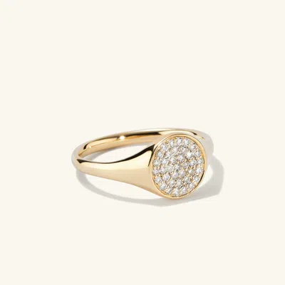 Mejuri Pavé Diamond Signet Pinky Ring In White