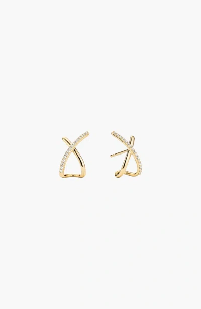 Mejuri Pavé Diamond X Oversized Stud Earrings In Yellow Gold