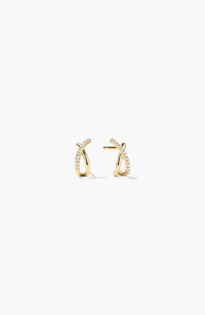 Mejuri Pave Diamond X Studs In Yellow